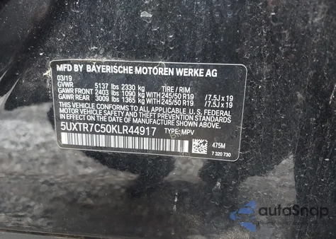 2019 BMW X3 Sdrive30I z USA, uszkodzony, nr VIN 5UXTR7C50KLR44917